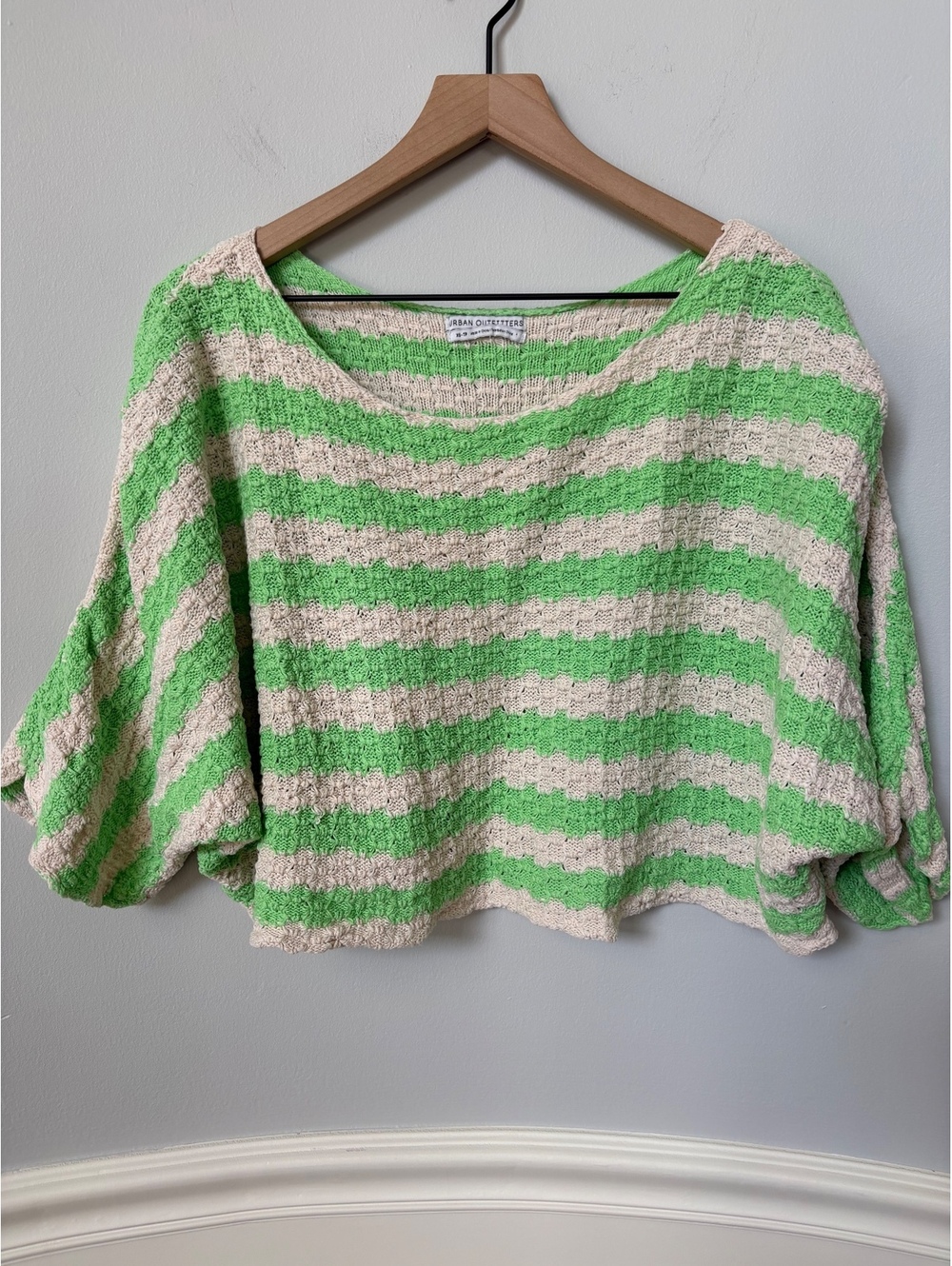Urban Outfitters Textured Striped Cropped Cotton Knit Sweater XS